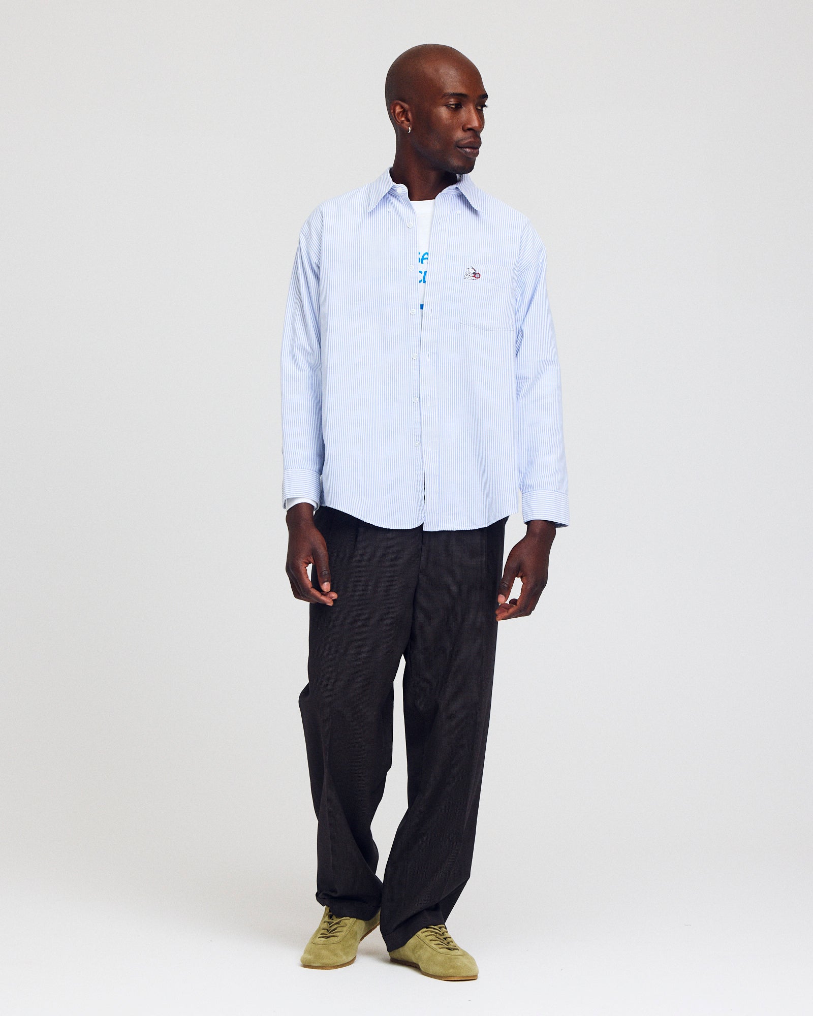 Vintage Peanuts Striped Oxford
